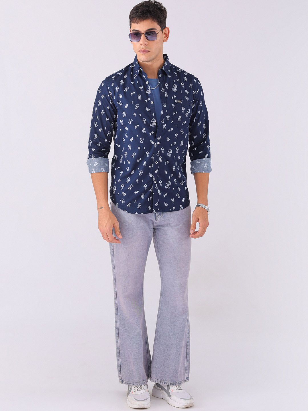The Indian Garage Co Slim Fit Opaque Printed Pure Cotton Casual Shirt