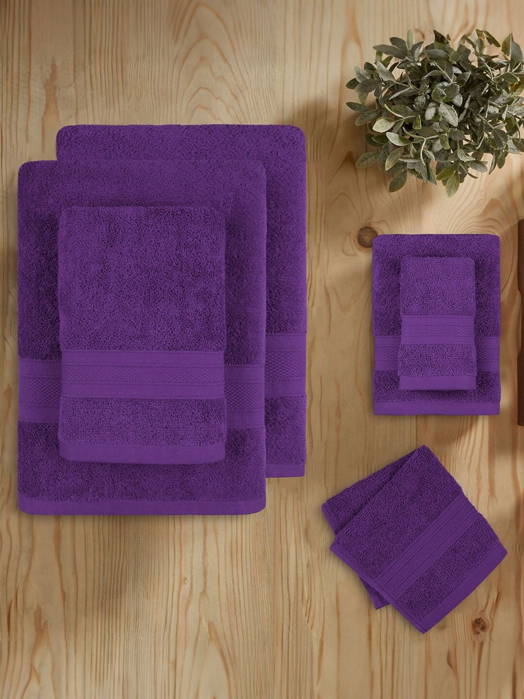 MYTRIDENT Purple 6 Pieces Pure Cotton 500 GSM Towel Set