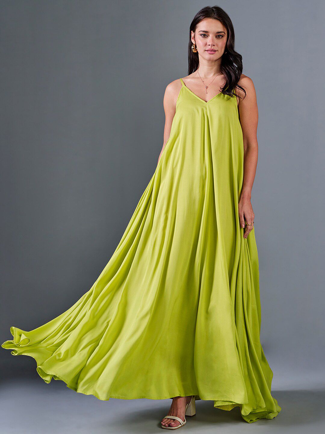 AND Shoulder Straps Sleeveless Maxi Dress