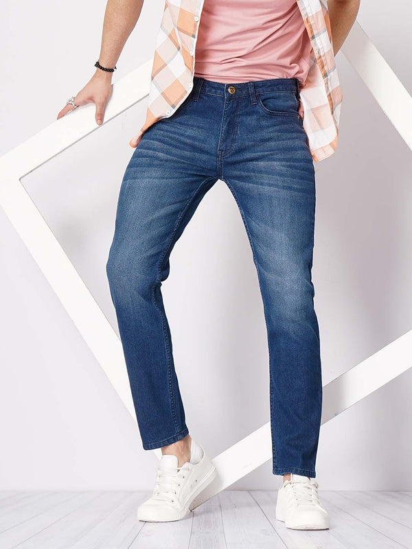 Garage India CO Lelaki Tentera Laut Blue Slim Fit Low-Rise Clean Look Jeans Regingable
