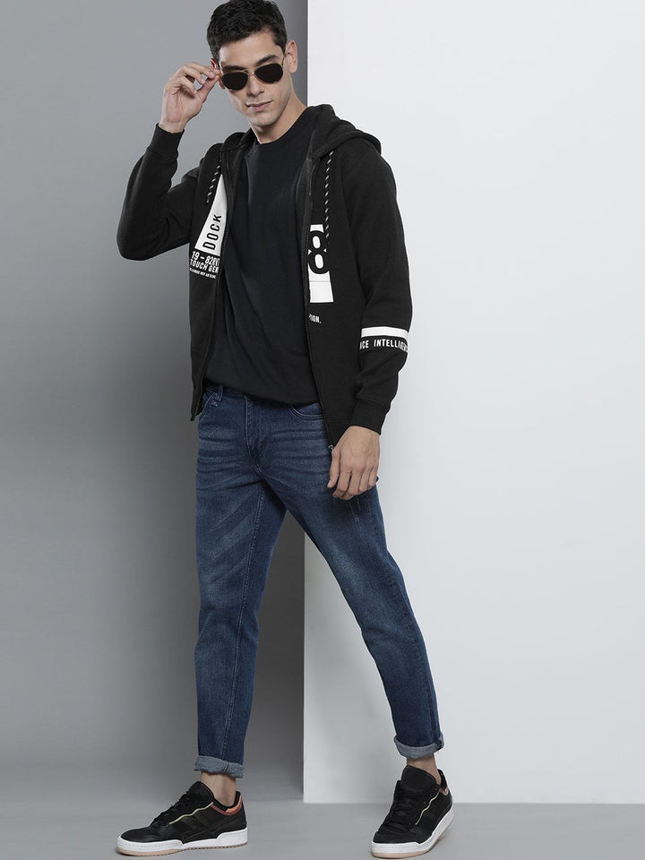 The Indian Garage Co Men Black Hooded Sweatshirt