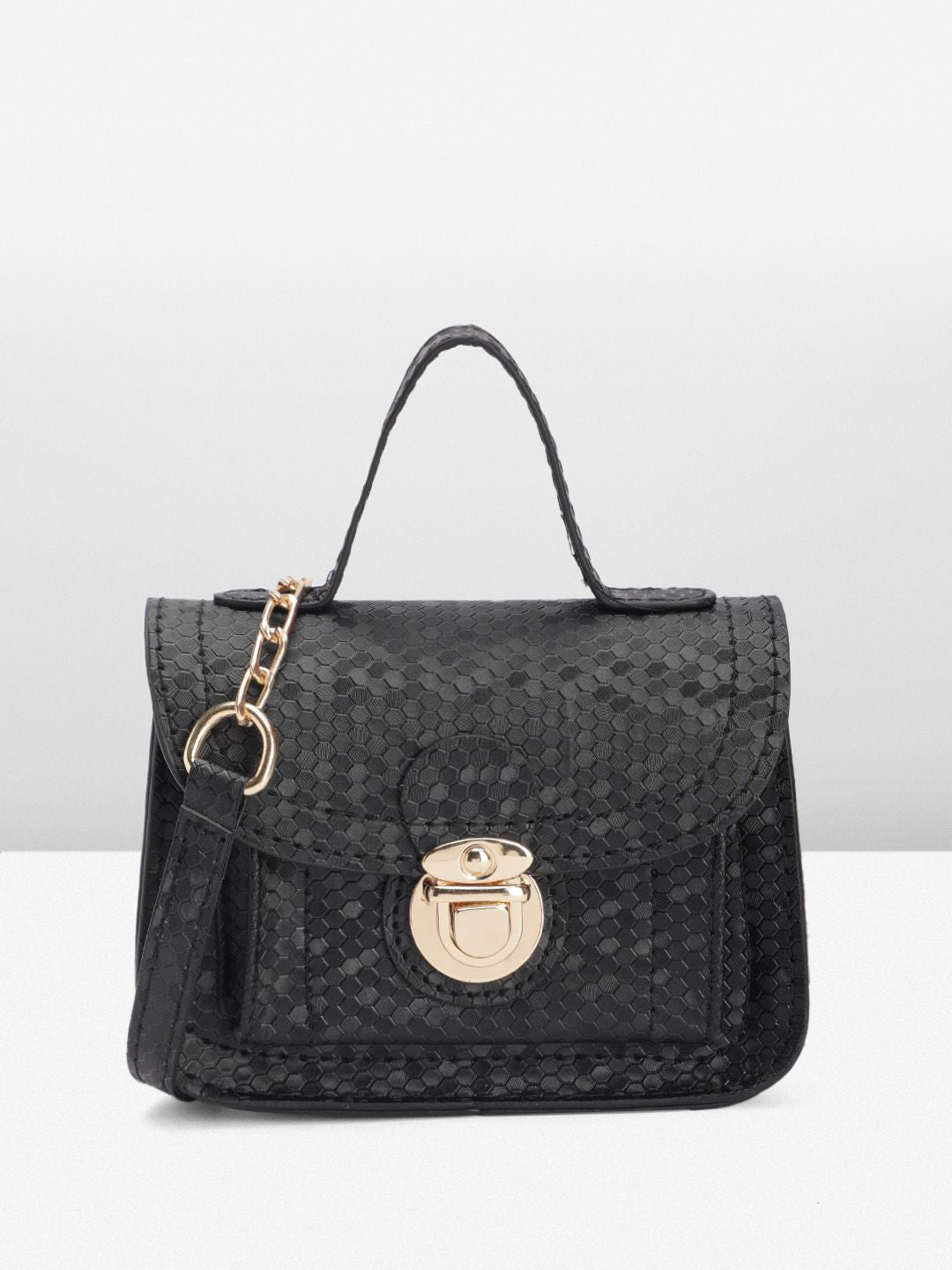 DressBerry Textured Structured Satchel Bag