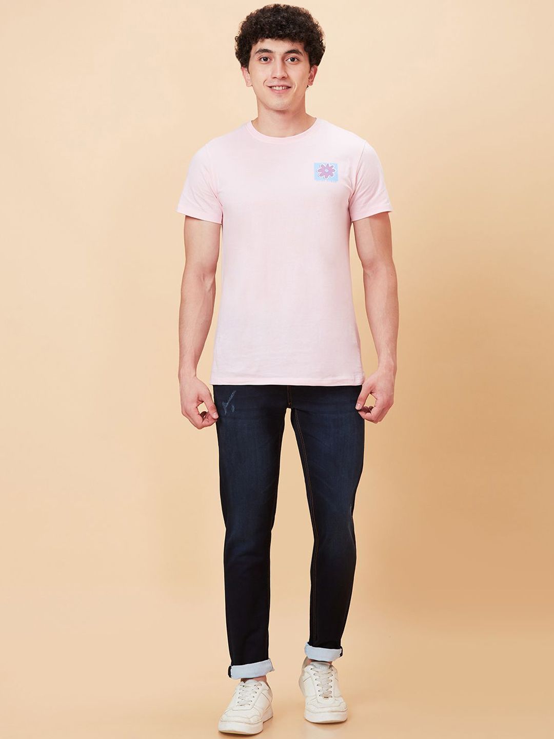 Being Human Men Slim Fit Low Distress Light Fade Jeans