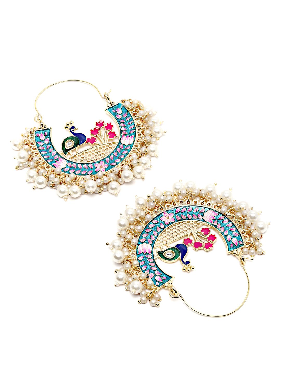 KARATCART Gold Plated & Blue Contemporary Chandbalis Earrings