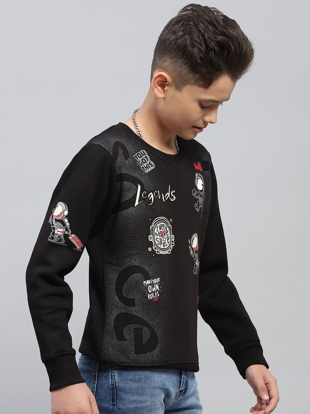 Monte Carlo Boys Printed Cotton Casual Pullover Sweatshirt