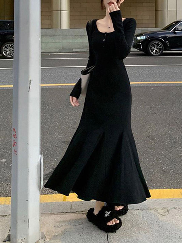 DressBerry Round Neck A-Line Maxi Dress