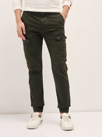 THE BEAR HOUSE Men Cotton Solid Slim Fit Cargo