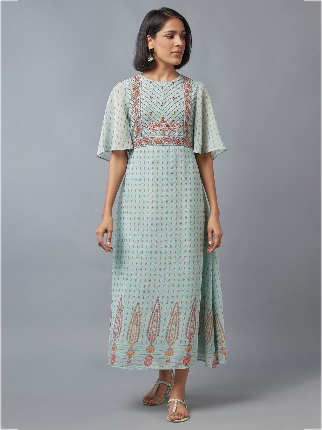 W Green Ethnic Maxi Dress