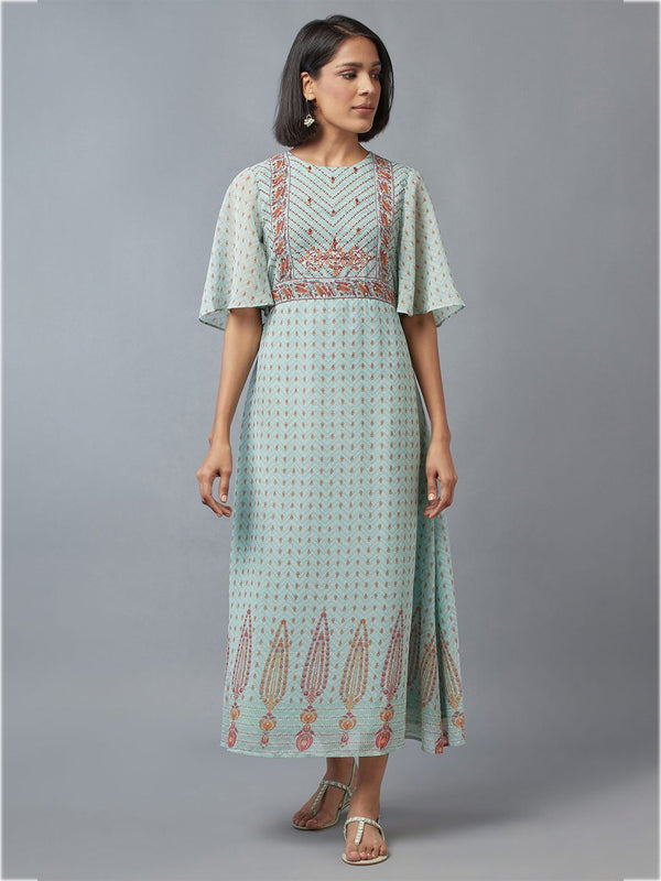 W Green Ethnic Maxi Dress