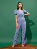 STREET 9 V-Neck Puff Sleeves Basic Jumpsuit