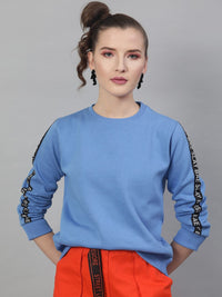 STREET 9 Women Blue Solid Sweatshirt