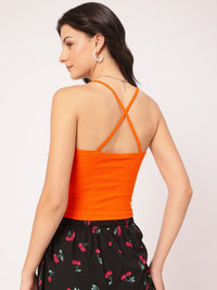 DressBerry Girly Glam Textured Twisted Crop Cami Top