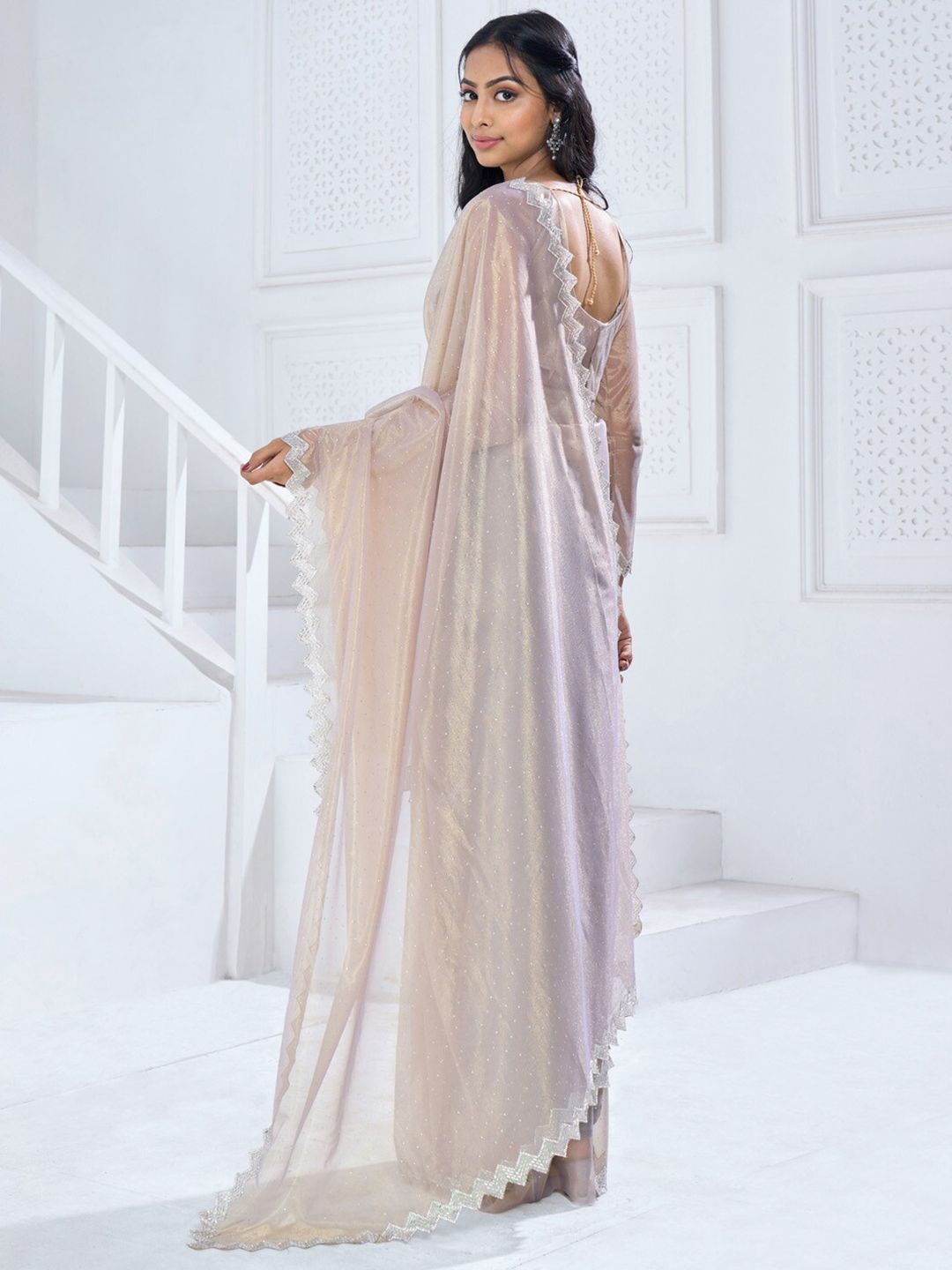 Saree mall Embellished Beads and Stones Organza Saree