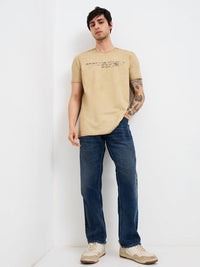 SPYKAR Men Typography Printed Round Neck Cotton Slim Fit T-shirt
