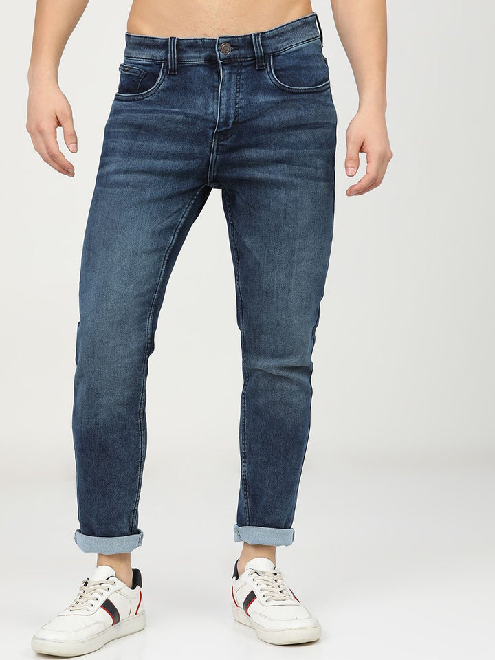 HIGHLANDER Men Blue Tapered Fit Light Fade Stretchable Jeans