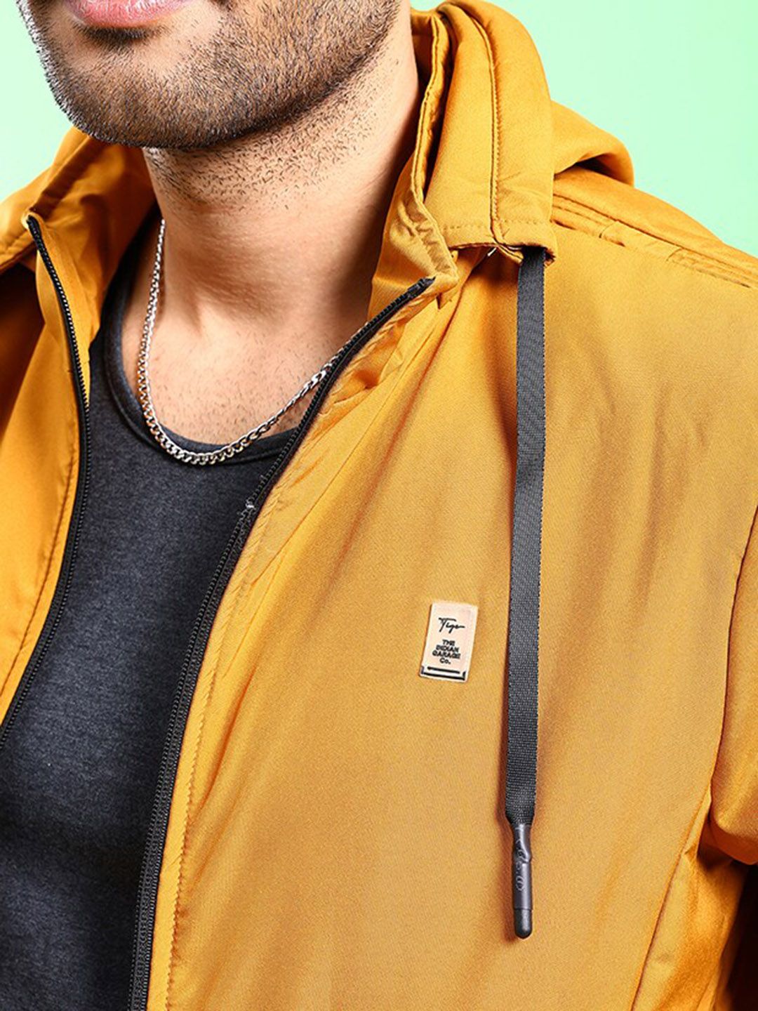 The Indian Garage Co Men Regular Fit Bomber Jacket with Detachable Hood