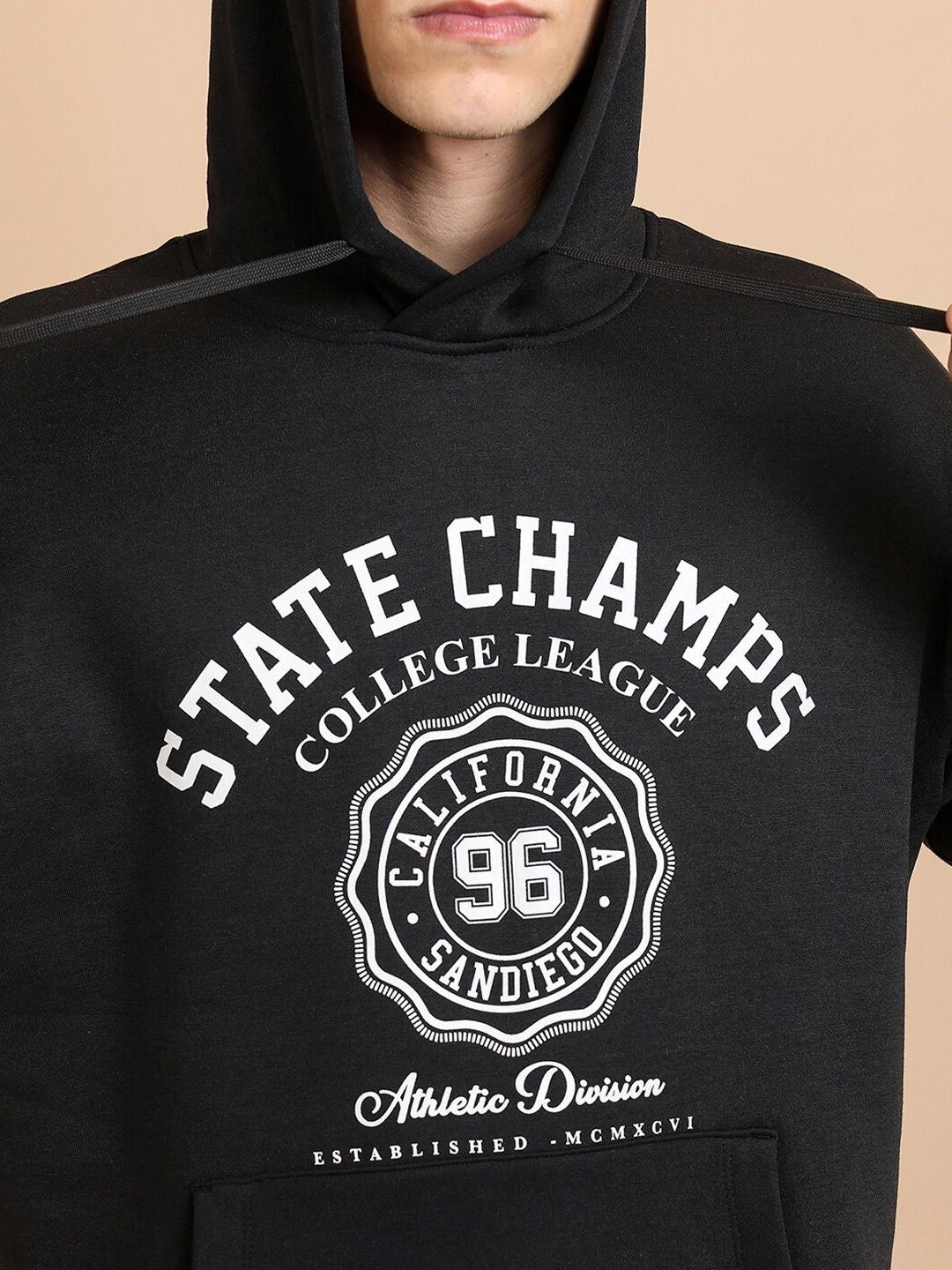 HIGHLANDER Typography Printed Hooded Oversized Sweatshirt