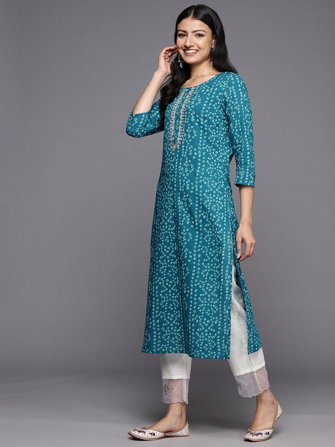 Varanga Bandhani Printed Gotta Patti Pure Cotton Kurta