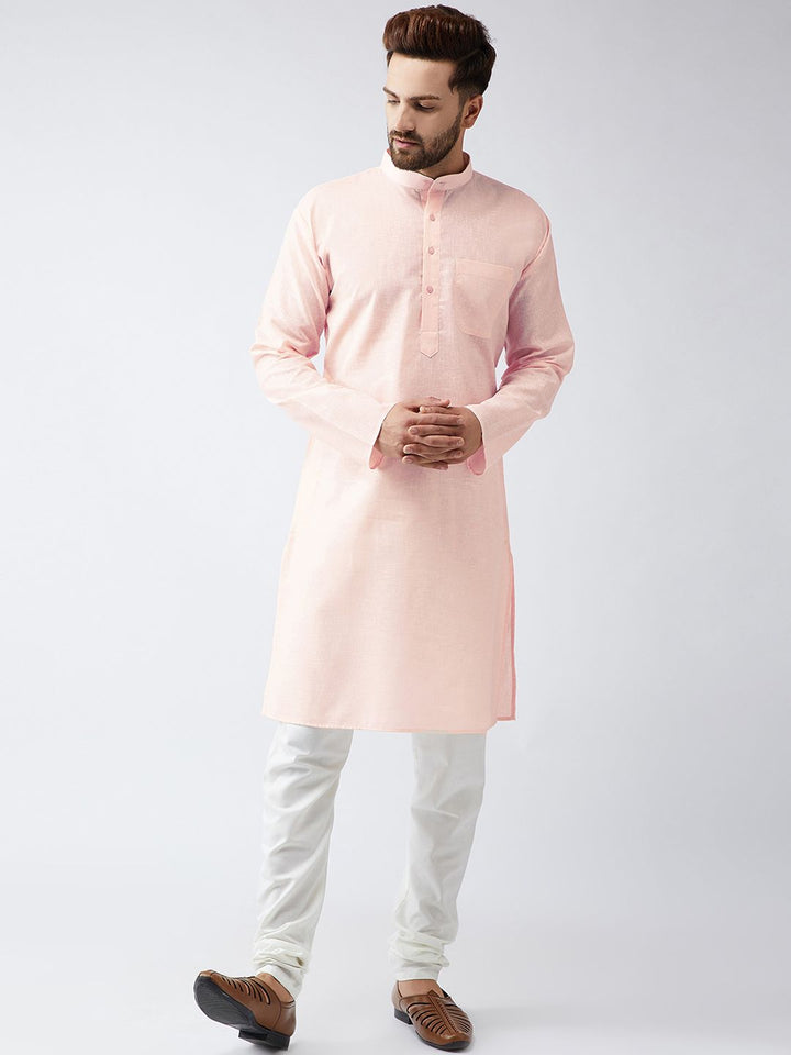 SOJANYA Kurta Lurus Pepejal Berwarna Peach Lelaki
