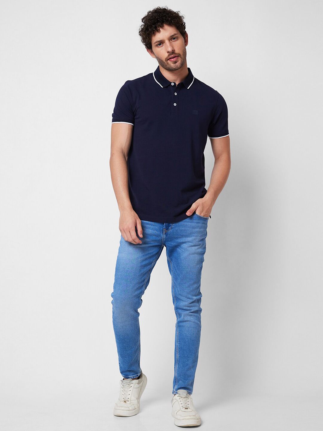 SPYKAR Polo Collar Cotton Slim Fit T-shirt
