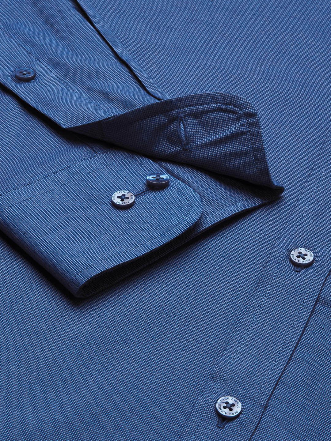 Park Avenue Men Blue Textured Slim Fit Formal Shirt