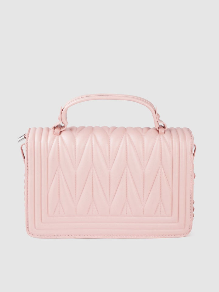 Lino Perros Women Pink Printed PU Beg Bahu Berstruktur Berstruktur