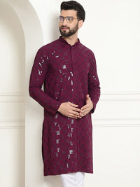 SOJANYA Geometric Embroidered Sequinned Pure Cotton Kurta
