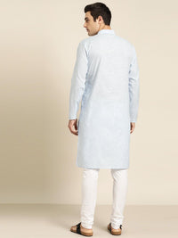 SOJANYA Men Blue & White Striped Straight Kurta
