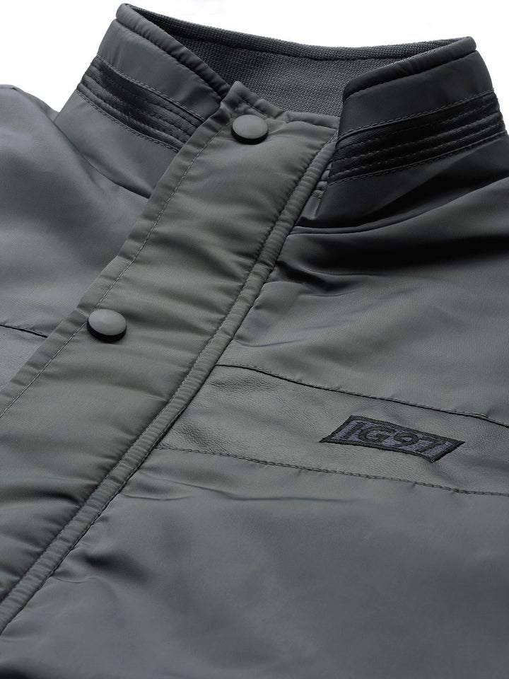 The Indian Garage Co Men Slim Fit Bomber Jacket with Insert Pockets