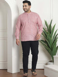 SOJANYA PLUS Plus Saiz Kolar Mandarin Berjalur Kapas Tulen Kurta A-Line