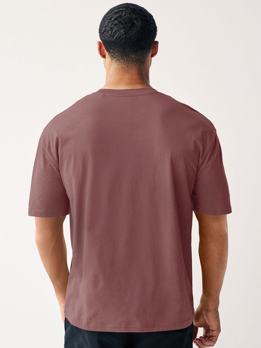 Urbano Fashion Men Solid Round Neck Cotton Oversized T-shirt