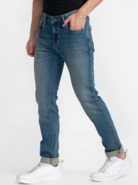 Menjadi Lelaki Manusia Slim Sesuai Cahaya Pudar Jeans Jeans Bersih