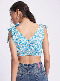 DressBerry Floral Frenzy Tie-Up Detail Smocked Crop Top