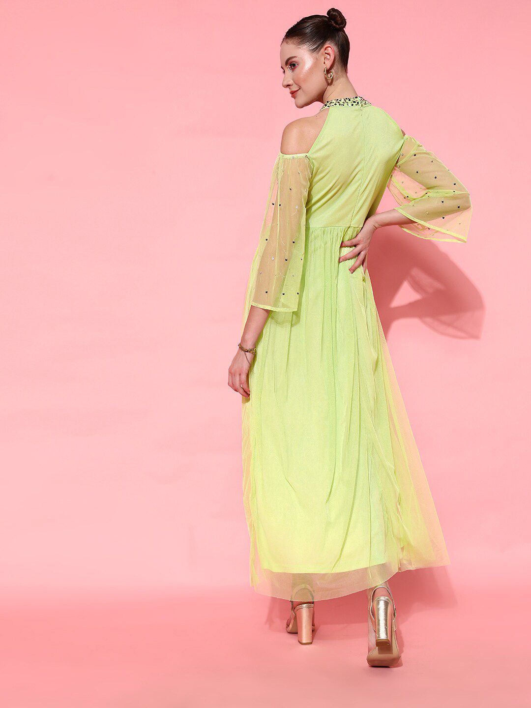 STREET 9 Women Attractive Lime Green Embellished Dress