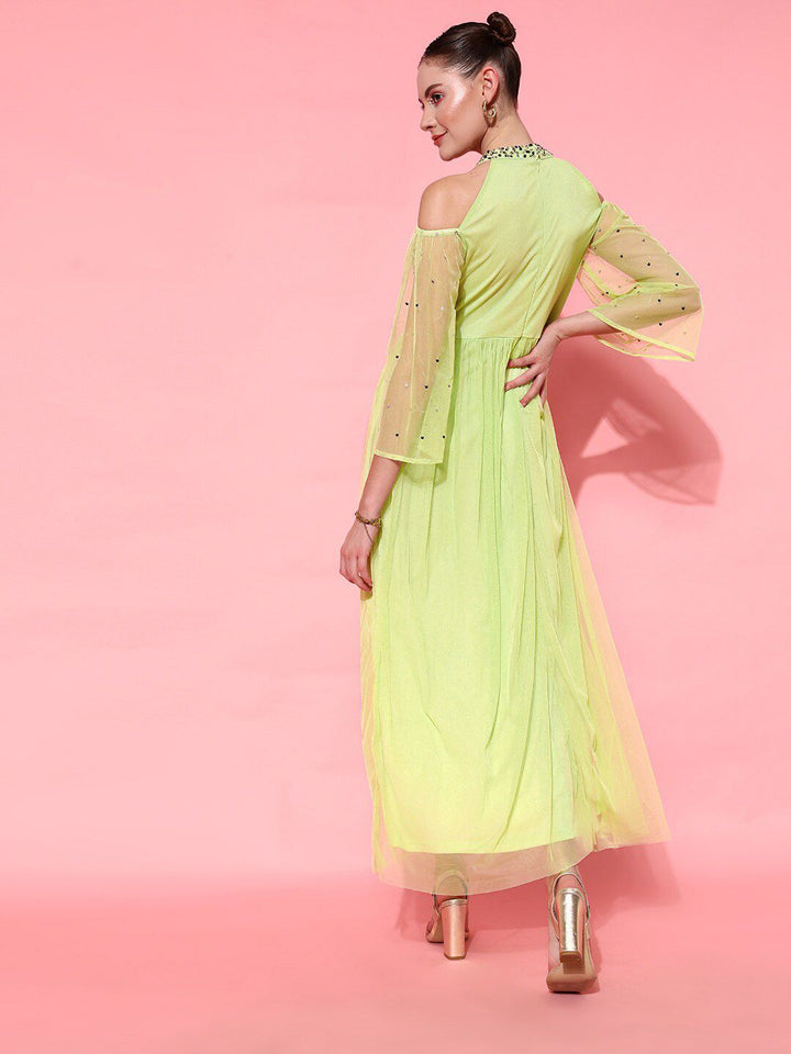 STREET 9 Women Attractive Lime Green Embellished Dress