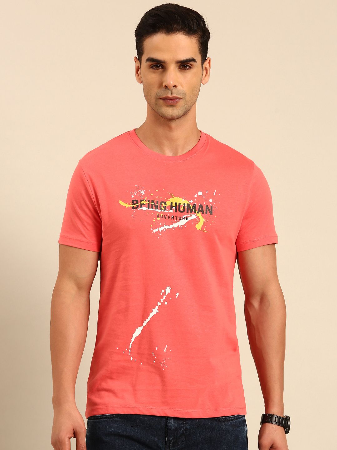 Being Human Brand Logo Printed Pure Cotton T-shirt