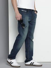 The Indian Garage Co. Men Straight Fit Heavy Fade Stretchable Jeans