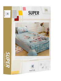 Moda Rapido X KLOTTHE Blue Floral 400 TC Single Bedsheet with 1 Pillow Covers