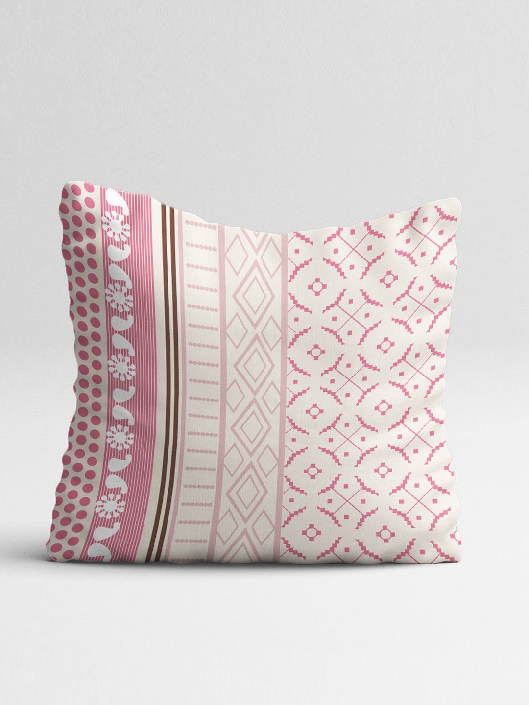 STITCHNEST Pack Of 2 Peach-Coloured Printed Square Cushion Covers