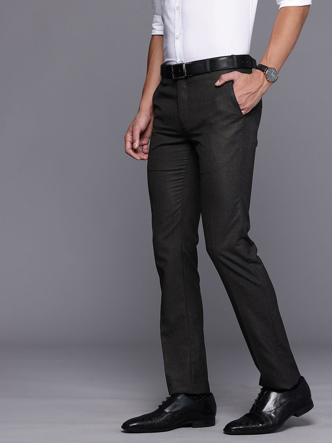 Raymond Men Textured Slim Fit Formal Trousers