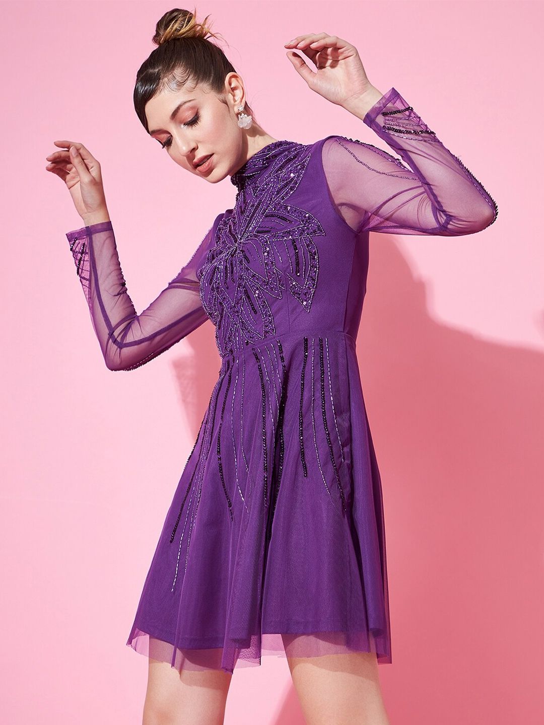 STREET 9 Women Embellished Net Dress