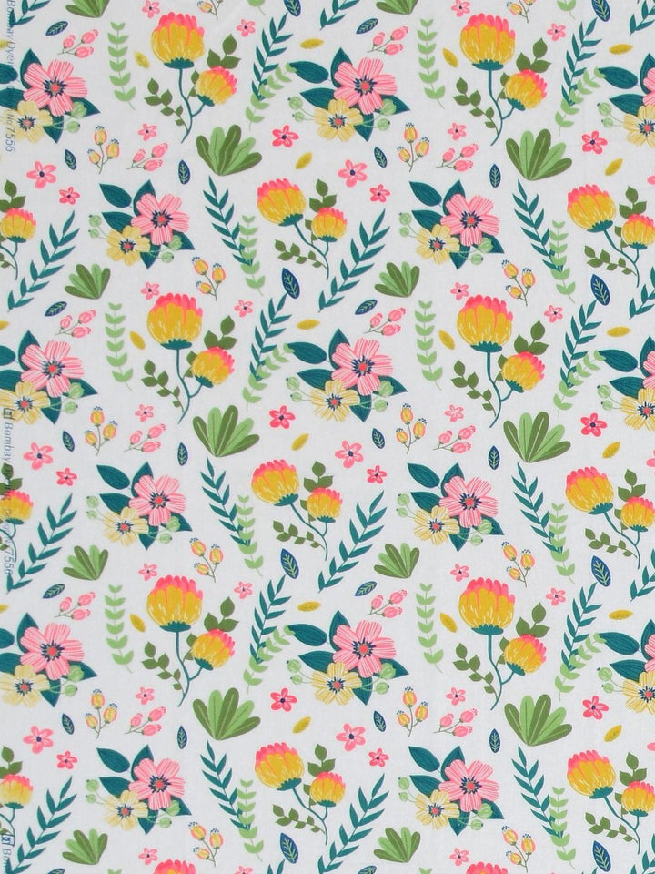 BOMBAY DYEING Dream Lover Green Floral Cotton 104 TC Queen Bedsheet Set 2.54 x 2.24m