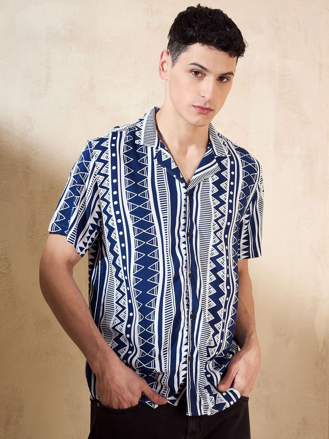 DENNISON Geometric Printed Oversized Casual Shirt