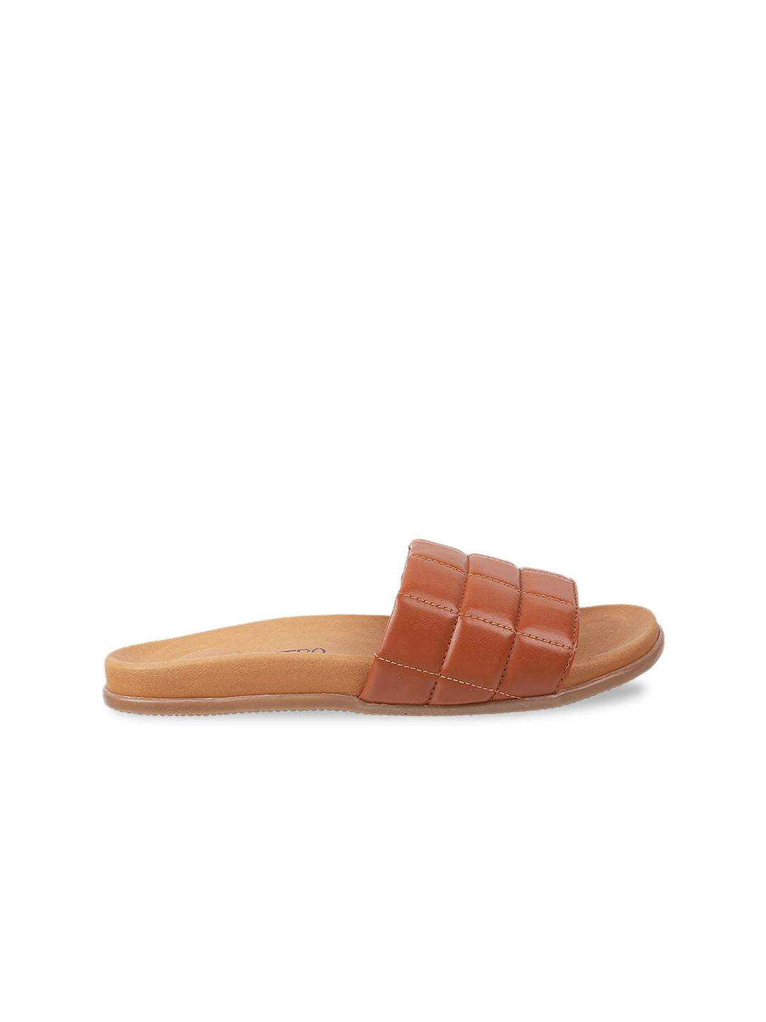 Metro Women Tan Open Toe Flats