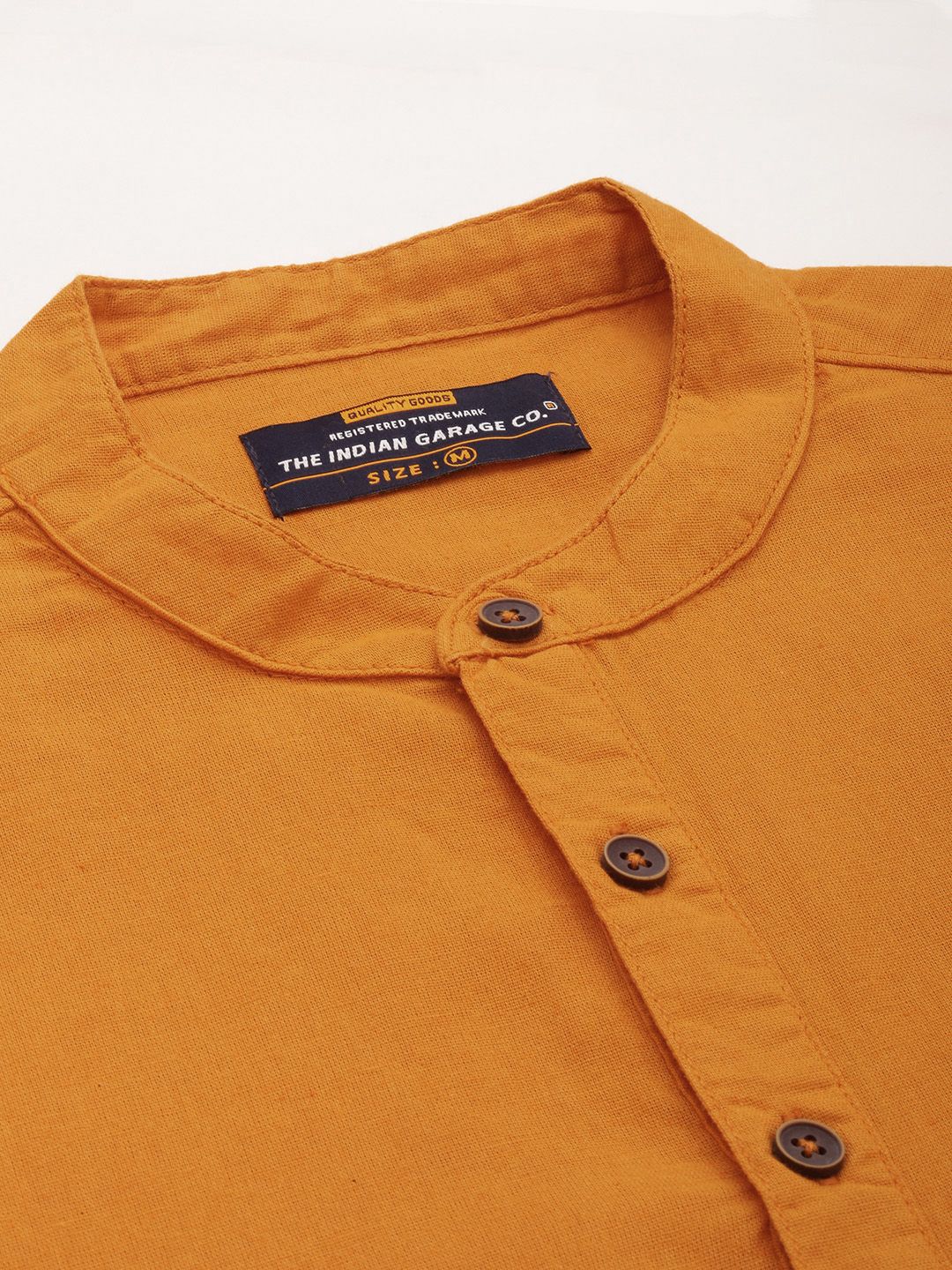 The Indian Garage Co Men Slim Fit Mandarin Collar Casual Shirt