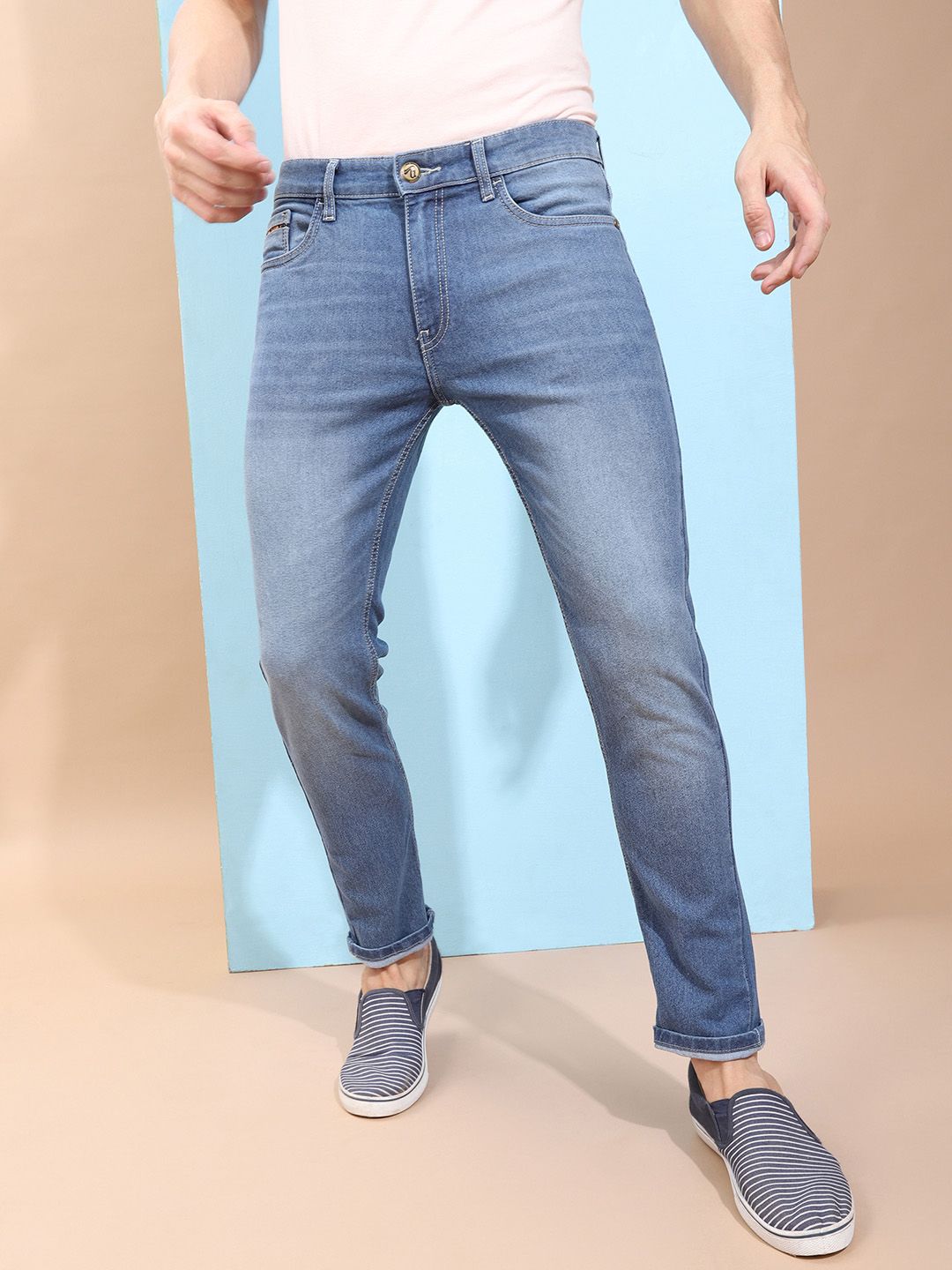 The Indian Garage Co Men Blue Slim Fit Mid-Rise Clean Look Stretchable Jeans