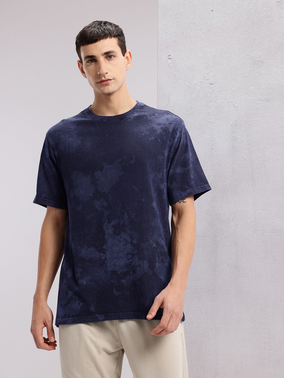 HRX by Hrithik Roshan Printed Washed Effect Pure Cotton Yoga T-shirt