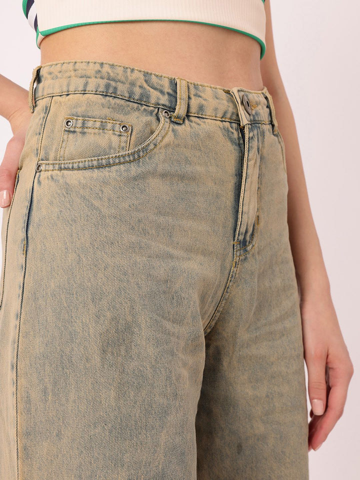 DressBerry Women Urban Classic Baggy Fit Faded Jeans