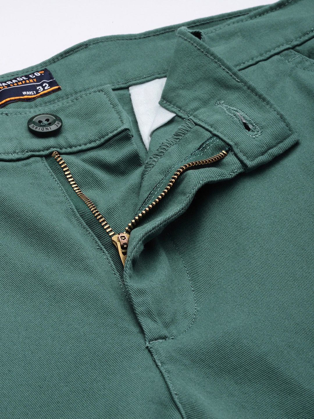 The Indian Garage Co Men Green Slim Fit Cargos Trousers