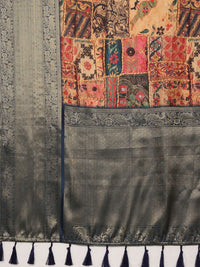 Silk Land Kanjeewaram Art Silk Zari Woven Digital Print saree